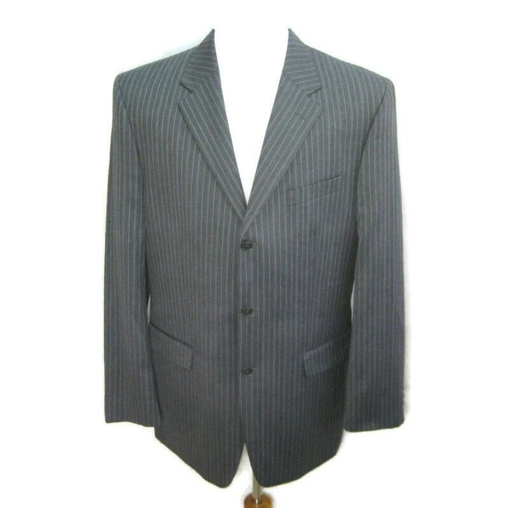 JONES NEW YORK Men's (Size 44L) Gray Striped Wool Sport Coat Blazer Suit Jacket